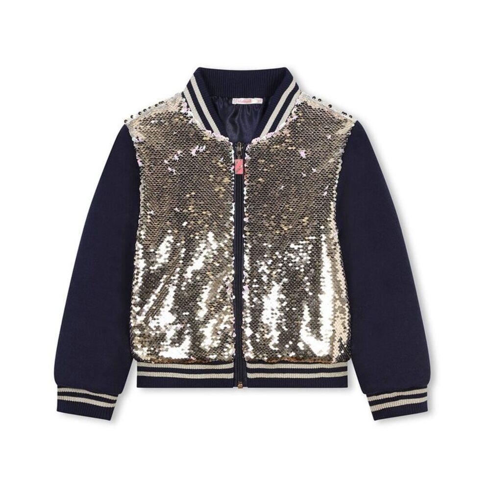 Billieblush Girls Sequin Reversible Zip Jacket, Blue